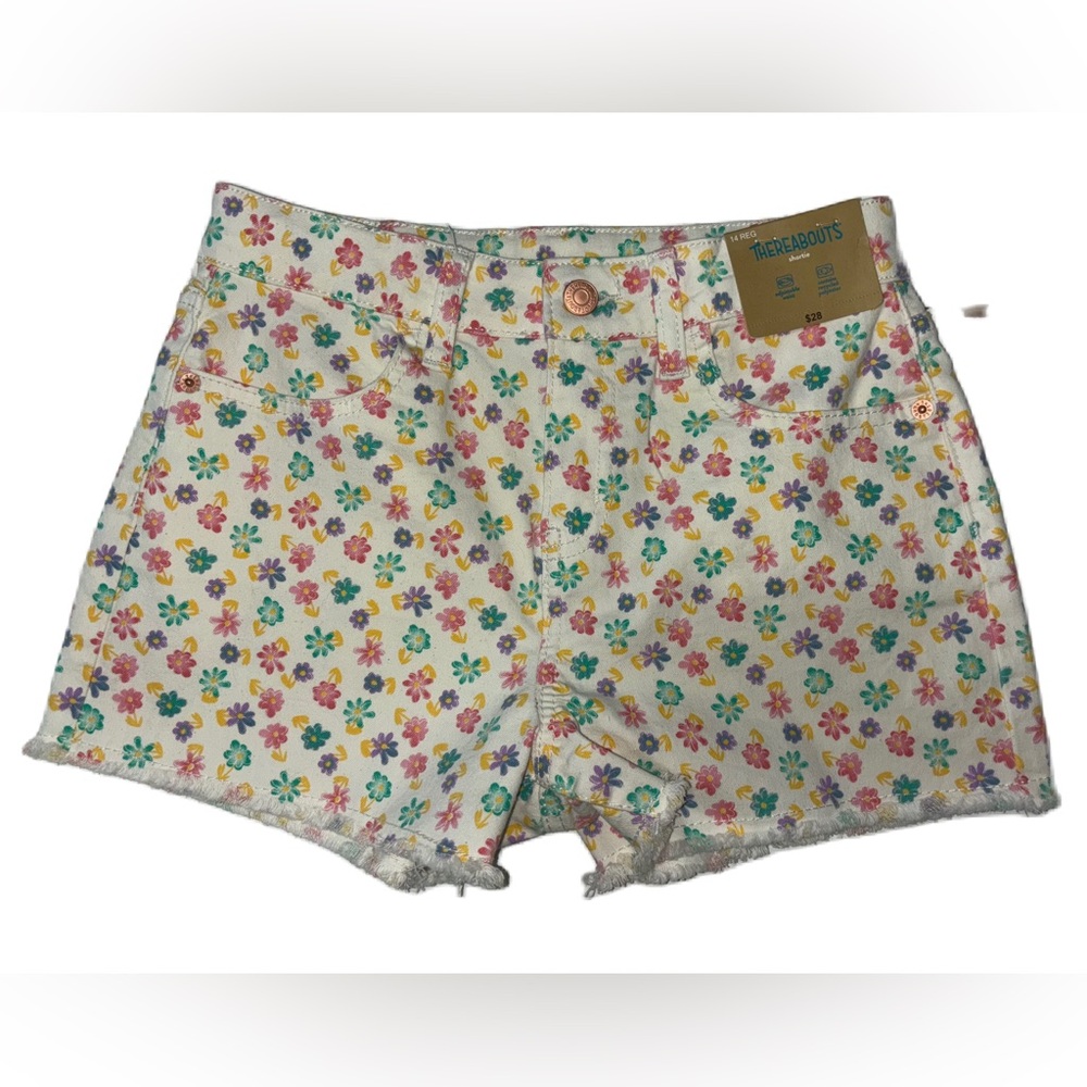 Thereabouts Floral Print Girls Denim Shorts Size 14